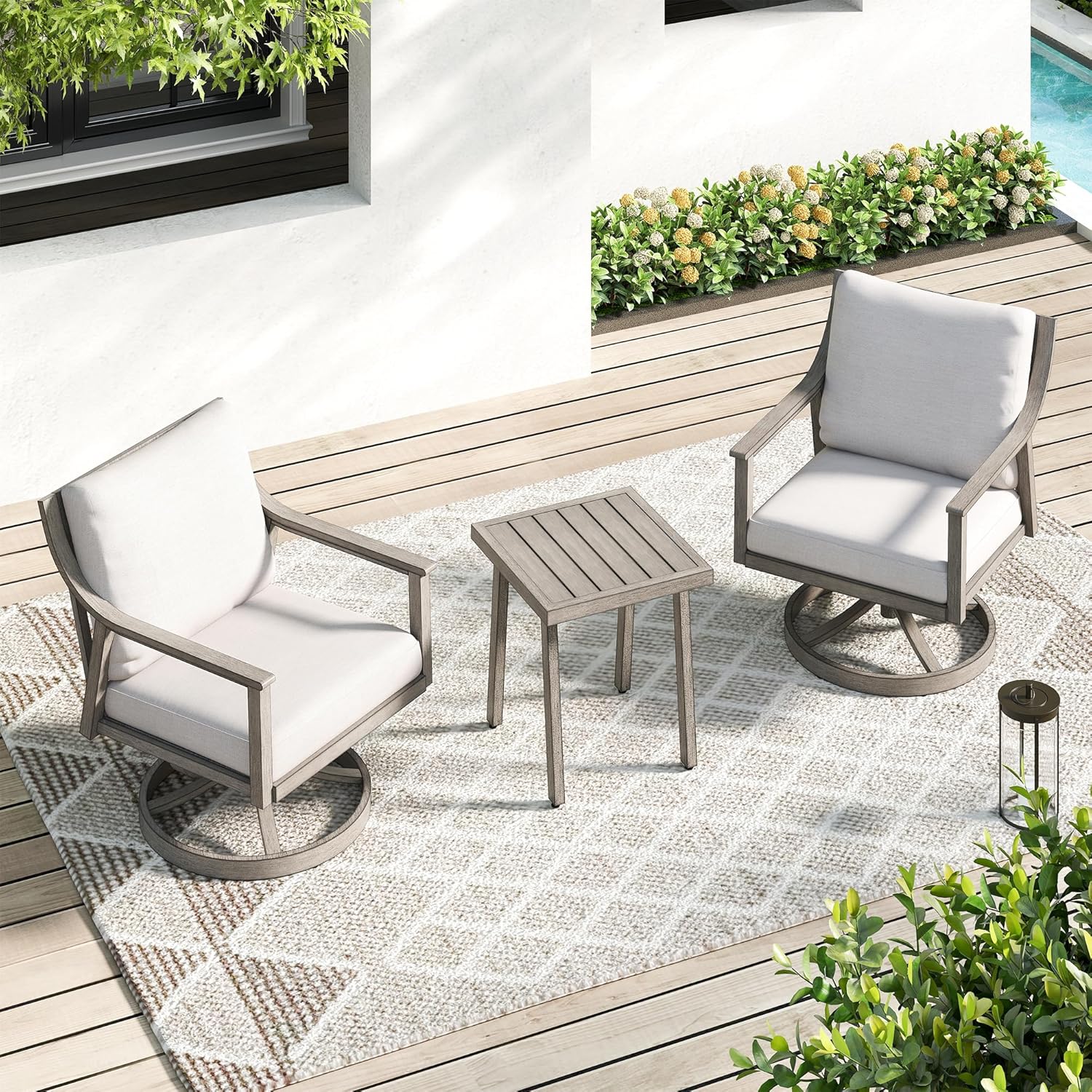 3-Piece Patio Conversation Bistro Sets, Outdoor Aluminum Bistro Sets with Thick Cushion