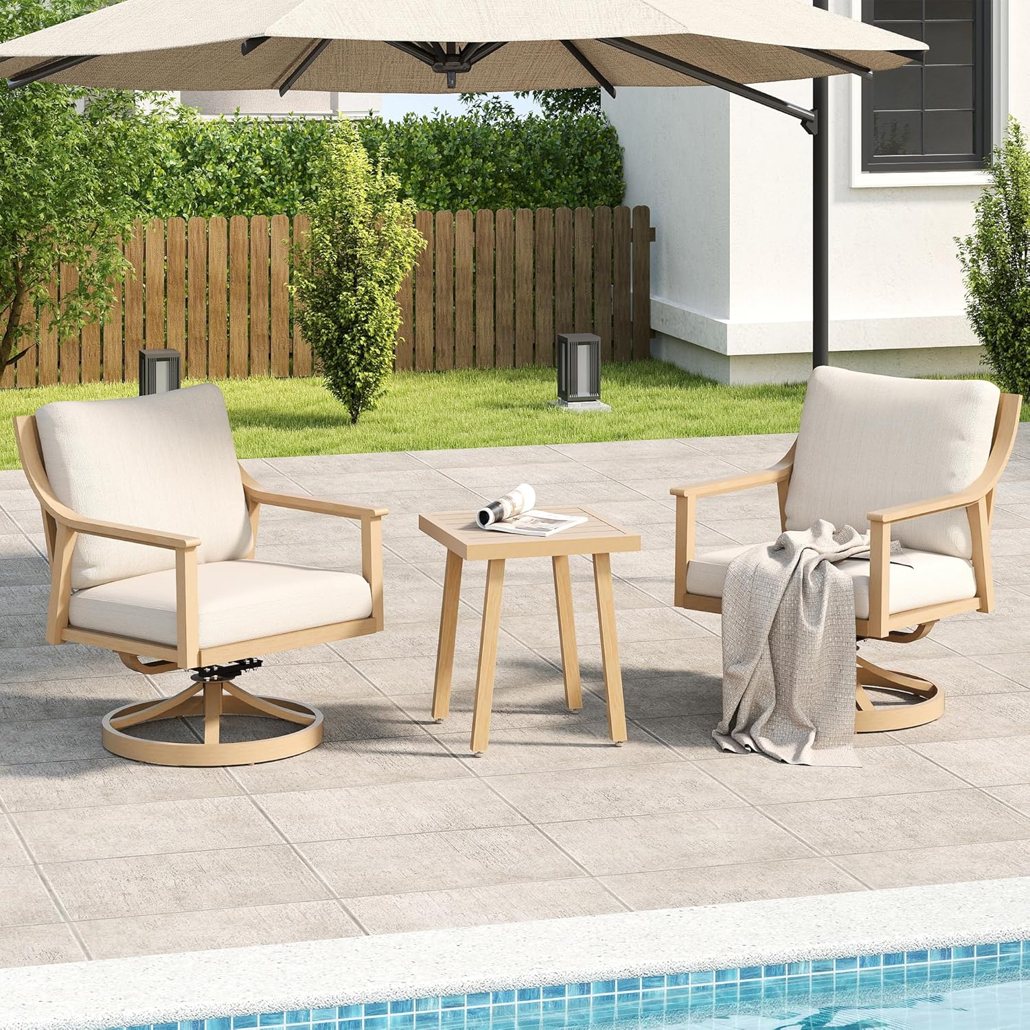 3-Piece Patio Conversation Bistro Sets, Outdoor Aluminum Bistro Sets with Thick Cushion