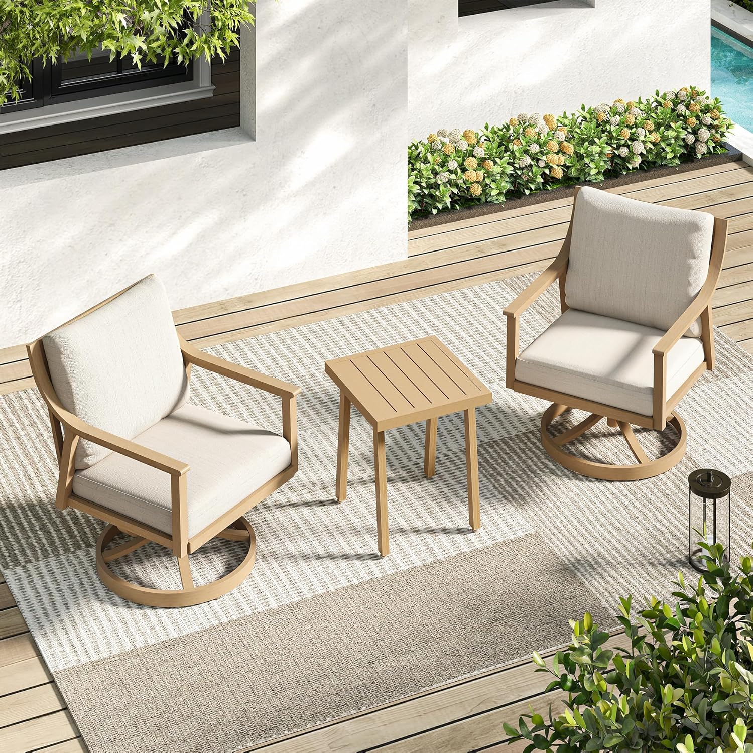 3-Piece Patio Conversation Bistro Sets, Outdoor Aluminum Bistro Sets with Thick Cushion