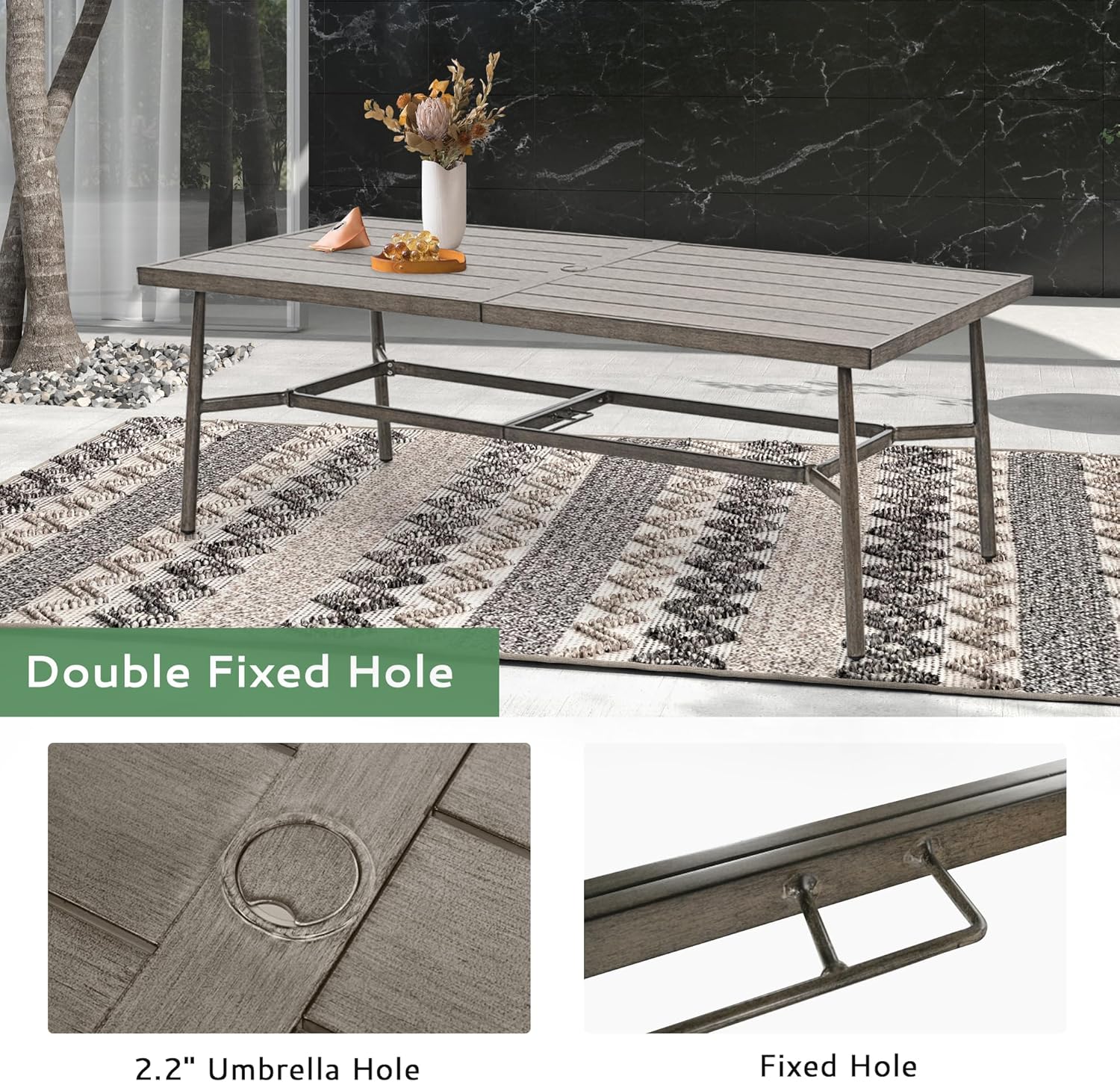 9-Piece Outdoor Dining Set for 8, Aluminum Dining Set with Cushions