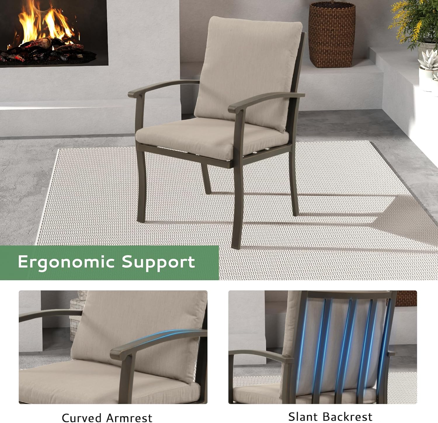 7-Piece Outdoor Patio Dining Set, Aluminum Patio Table and Chairs Set for 6