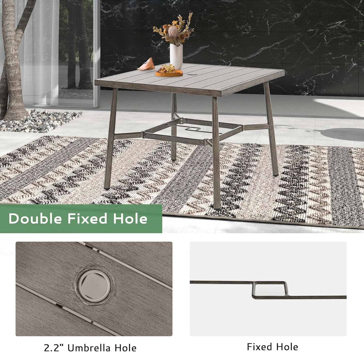 5-Piece Outdoor Dining Set - Aluminum Patio Dining Set with Removable Cushions