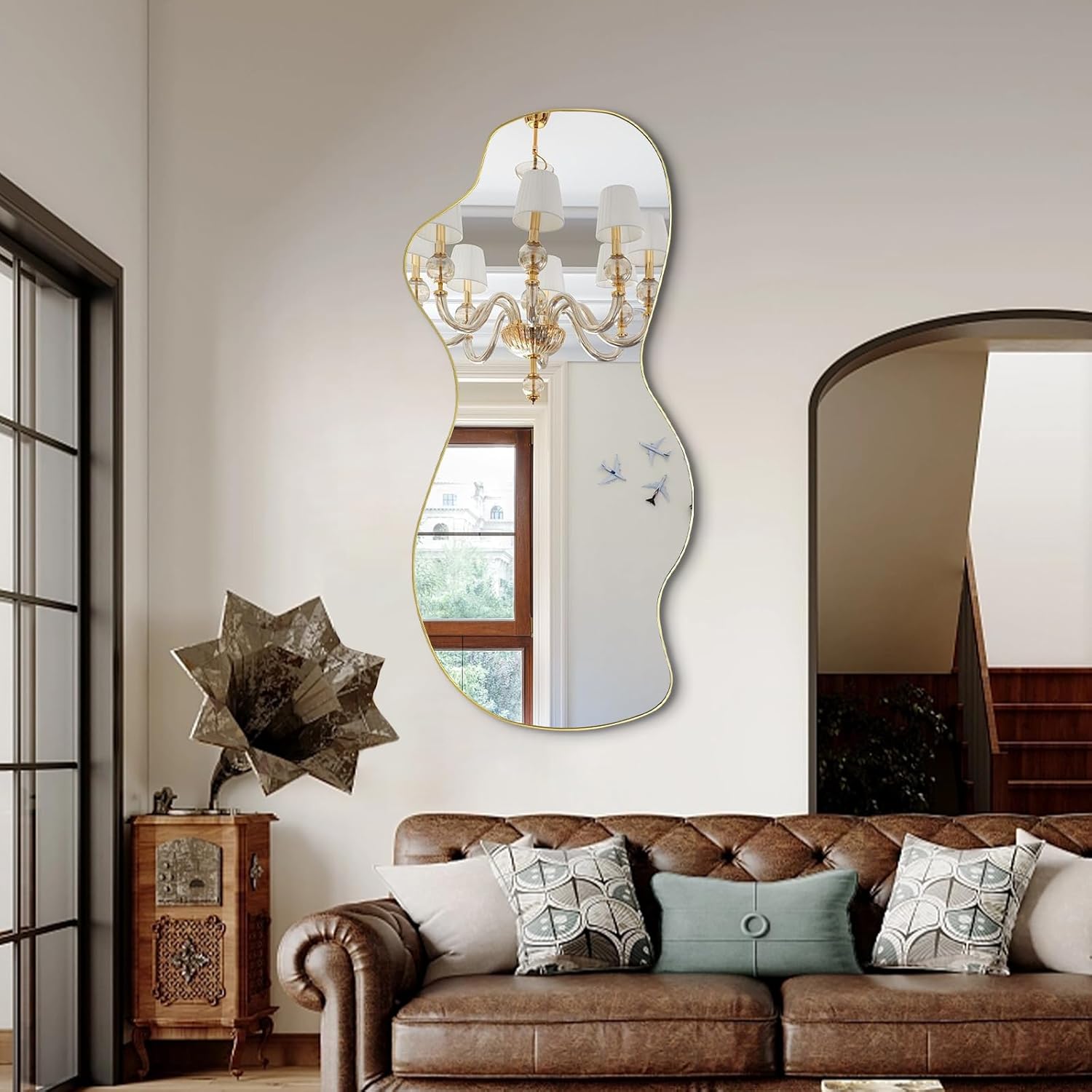 55"x25.5" Large Asymmetrical Aesthetic Wall Mirror