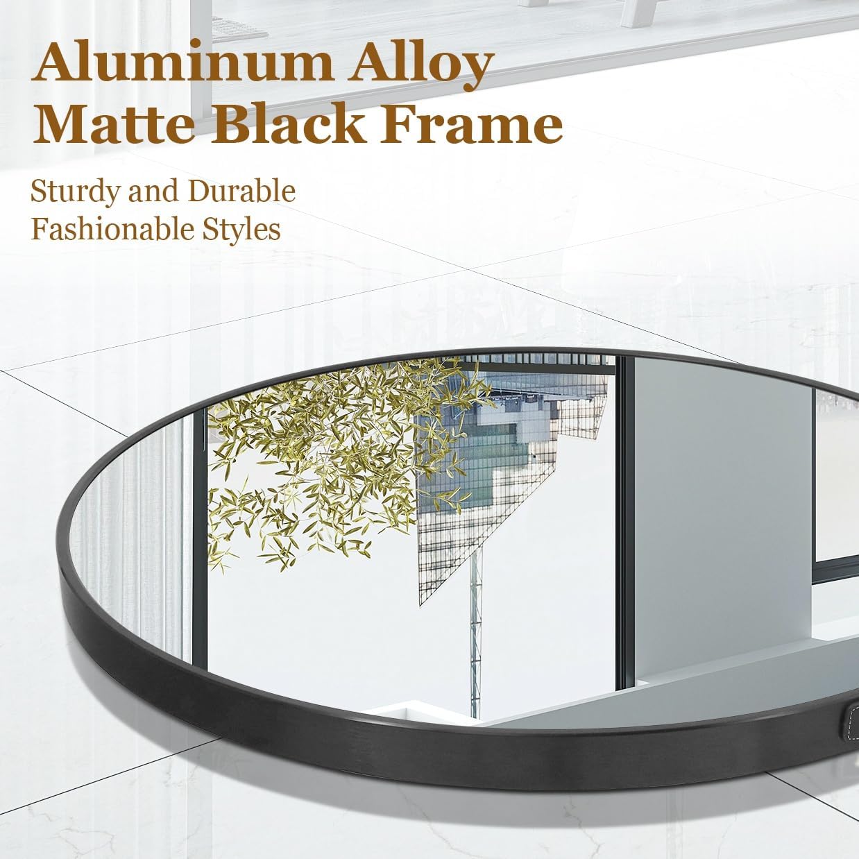 24in Black Hanging Wall Mirror