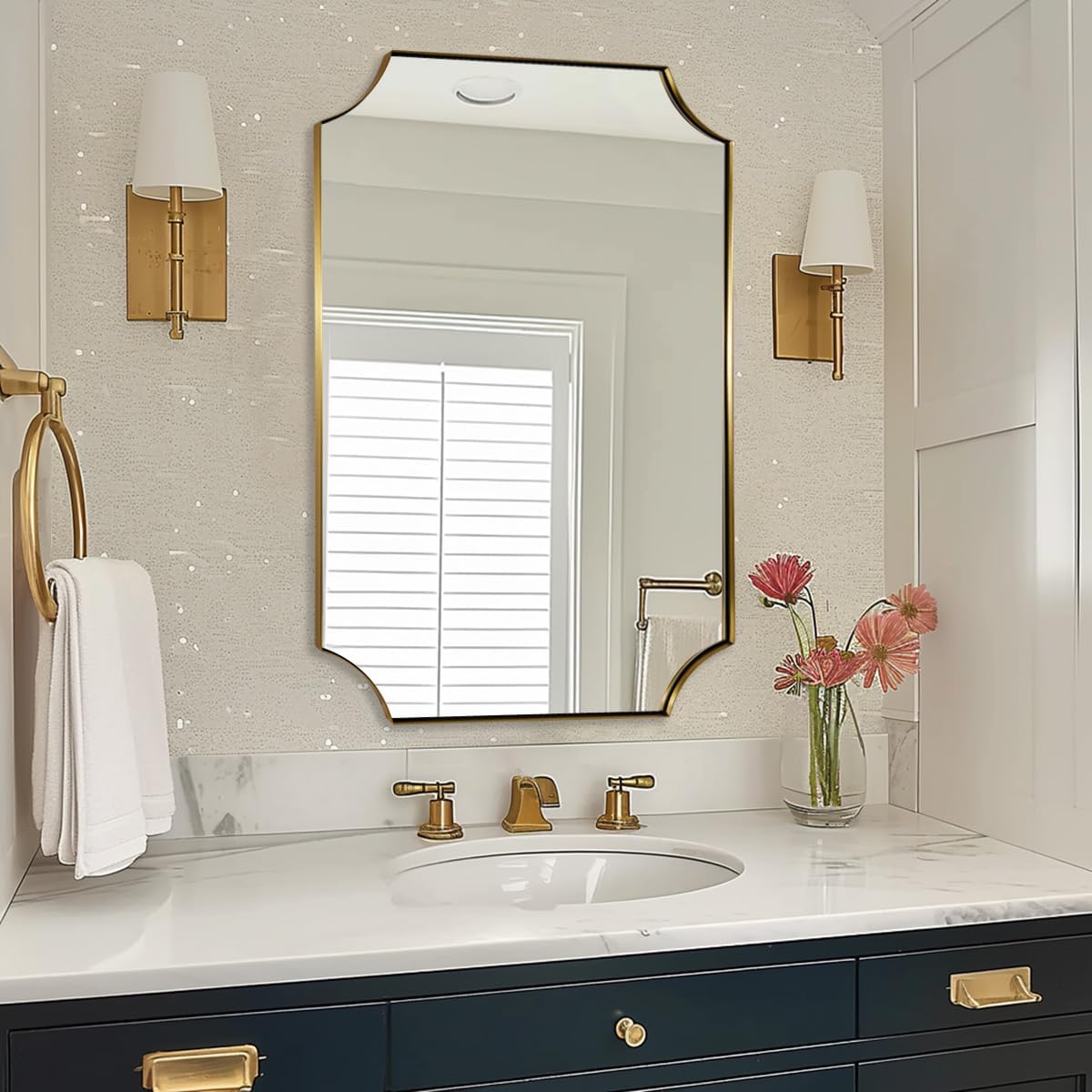 24x36 Inch Scalloped Bathroom Mirror