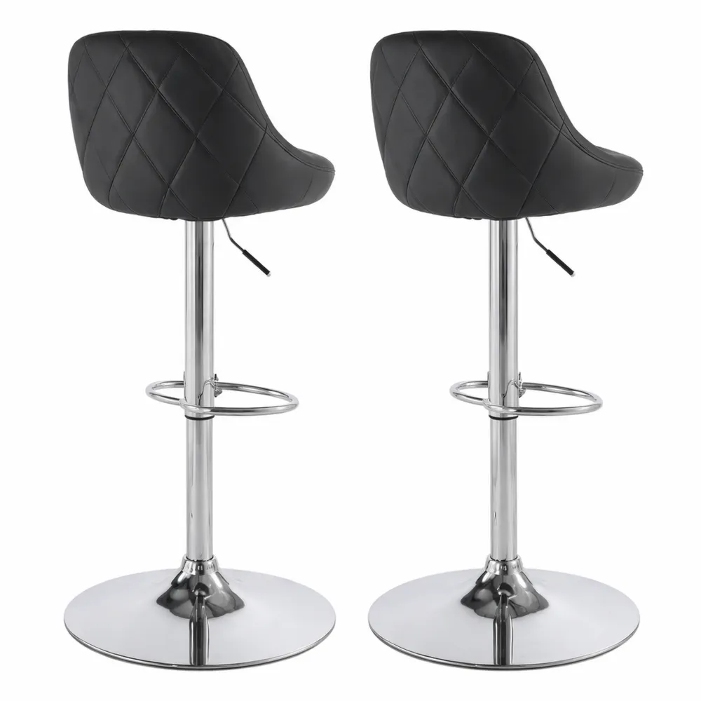 Lot de 2 tabourets de bar réglables avec dossier et repose-pieds