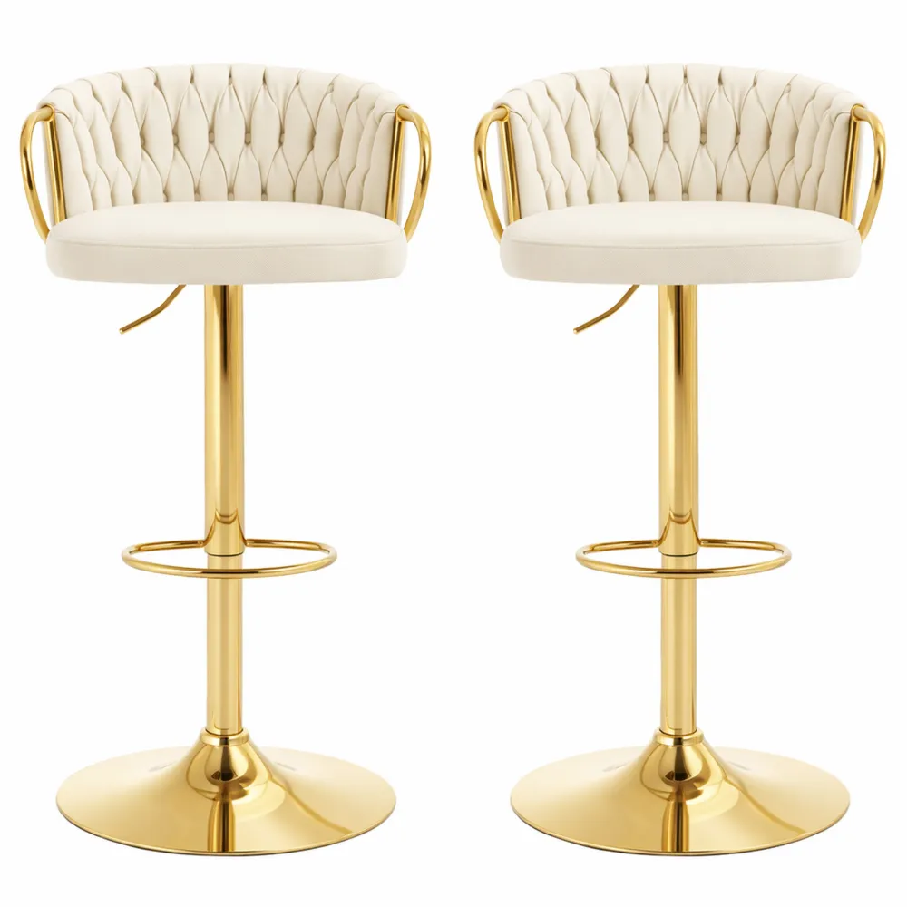 Tabourets de Bar Réglables avec Dossier Tissé