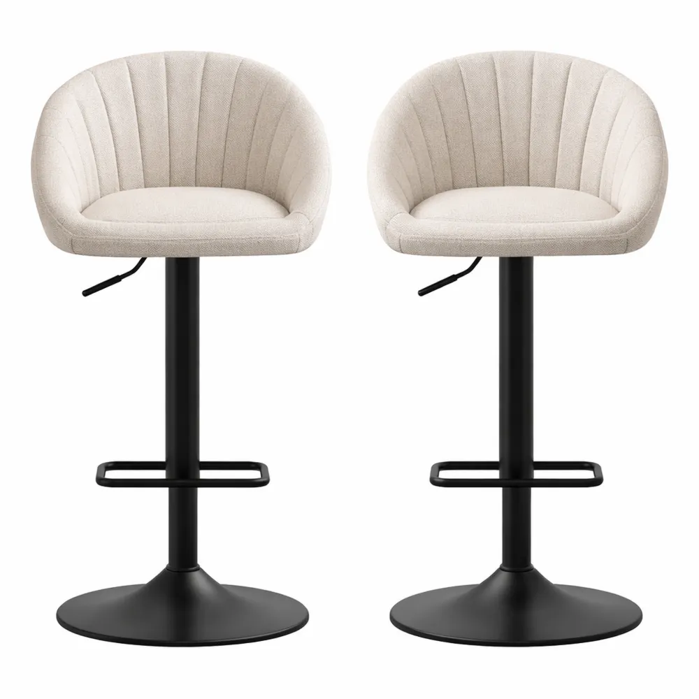 Lot de 2 tabourets de bar réglables en tissu beige
