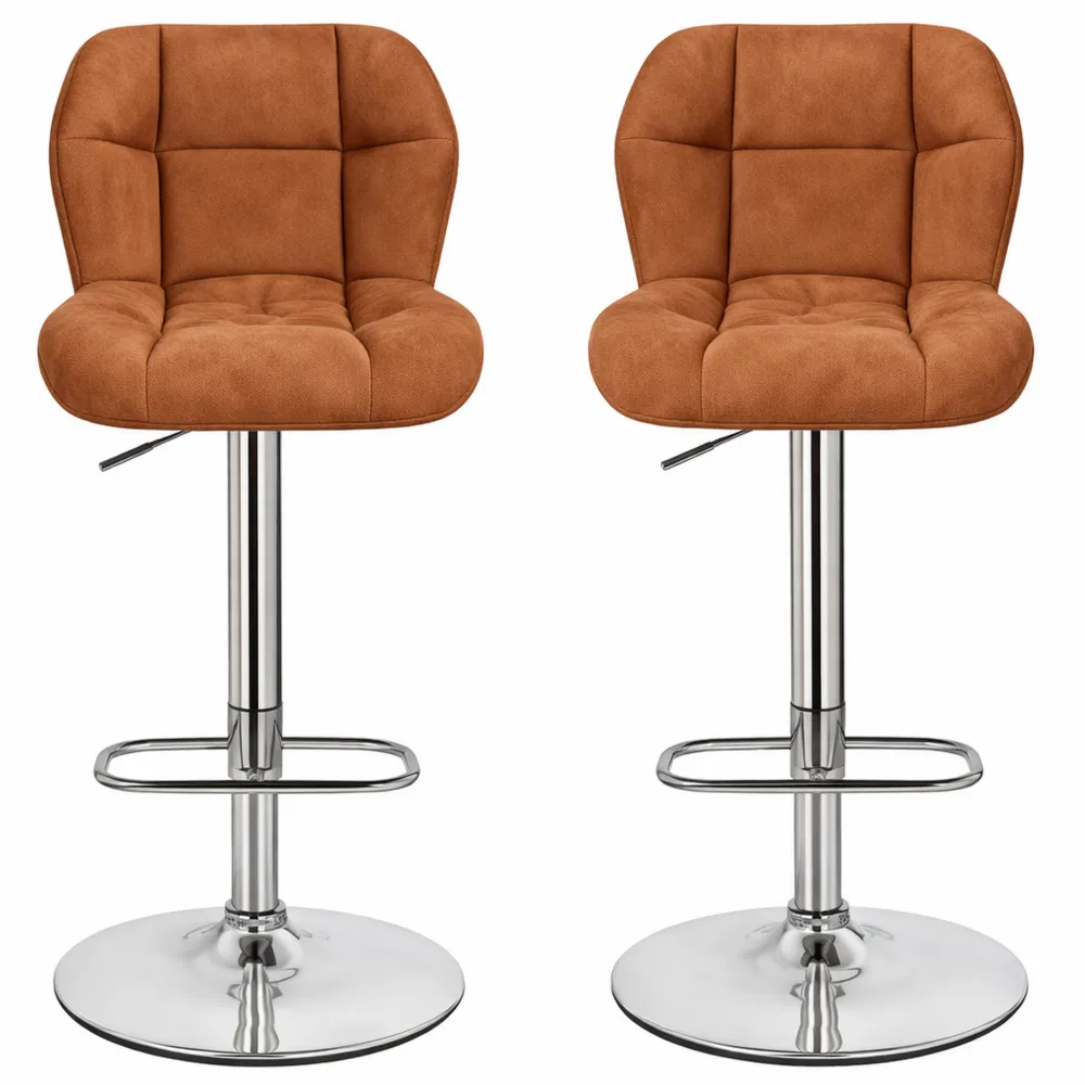 Chaises de Bar Réglables Modernes en Similicuir et Métal, Capacité 136 kg, Lot de 2