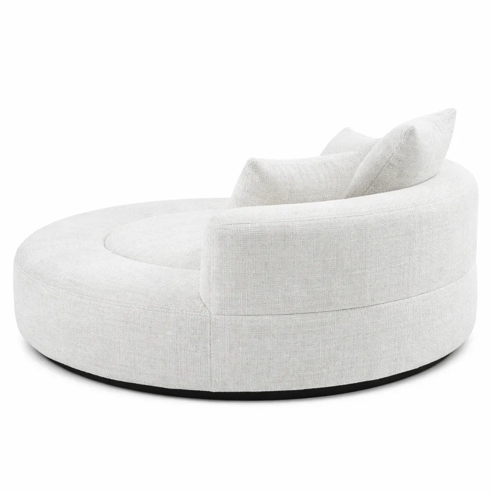 Fauteuil Rond Convertible en Canapé-Lit avec Pouf en Chenille