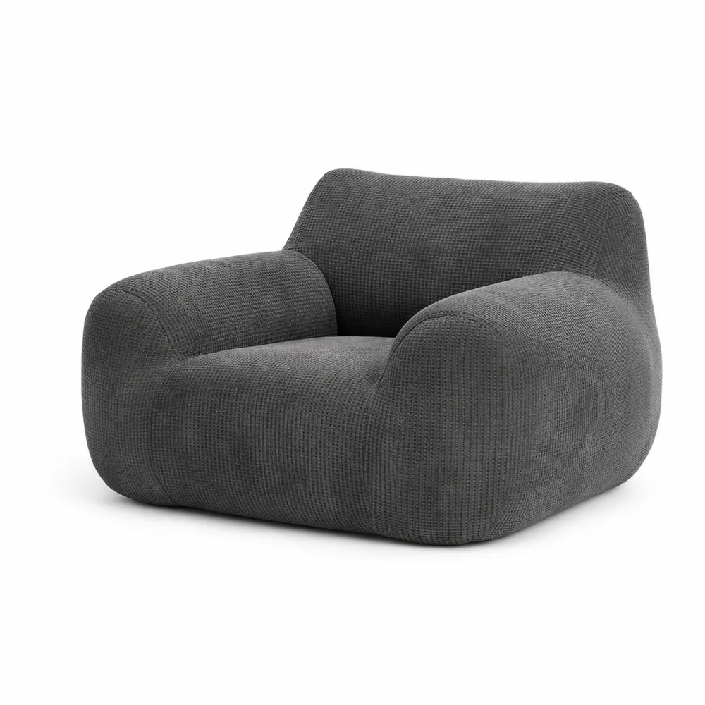 Pouf en velours côtelé avec accoudoirs, salon confortable, canapé simple pour chambre et dortoir, gris