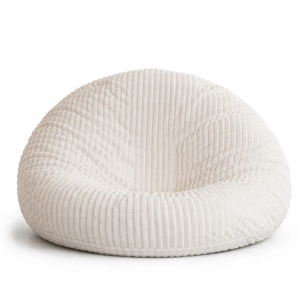 Pouf géant carré en fausse fourrure beige 150x150 cm
