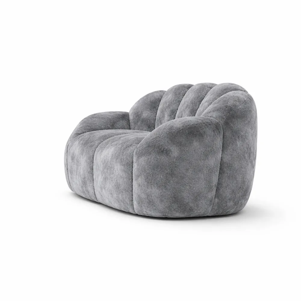 Grand Pouf en Fausse Fourrure Douce pour Salon et Chambre