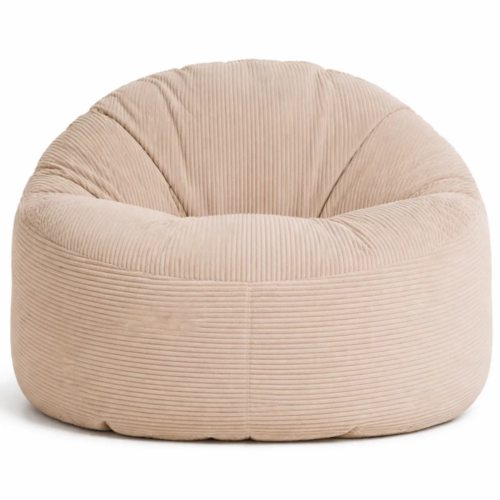 Grand Pouf en Velours Côtelé pour Salon ou Chambre, Confort XXL