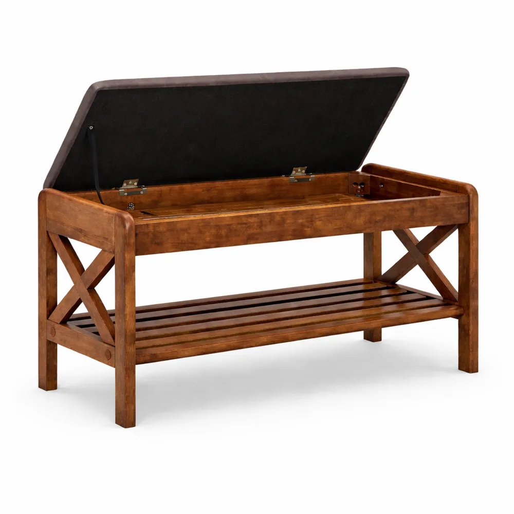 Banc d'Entrée avec Rangement et Siège Confortable, 80 cm, Couleur Marron