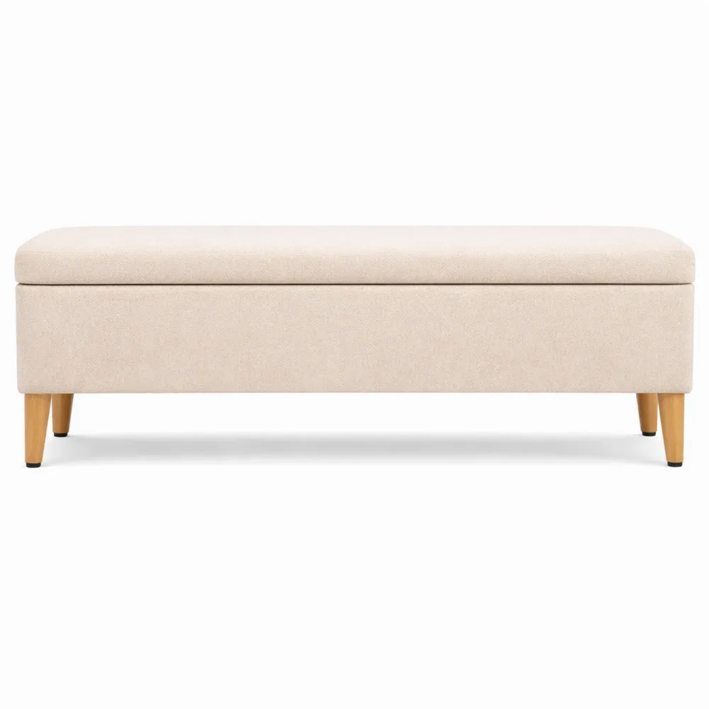 Banc de Rangement Rembourré pour Chambre et Salon, Charge 220 Kg, 110 x 39 x 45 cm, Beige