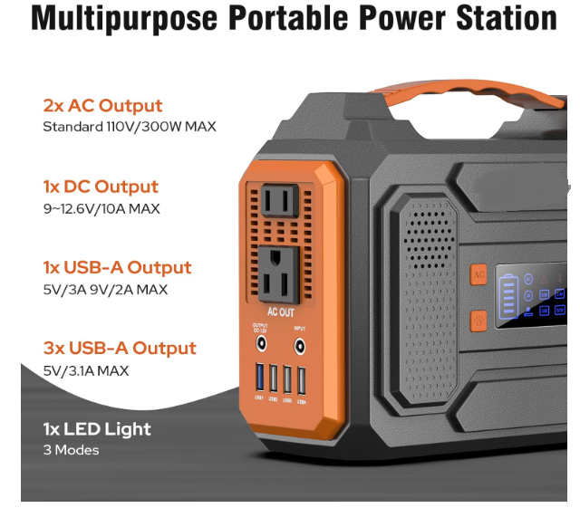 Portable Solar Generator, 300W Portable Power Station with Foldable 60W Solar Panel