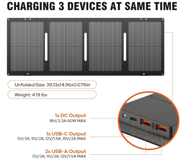 Portable Solar Generator, 300W Portable Power Station with Foldable 60W Solar Panel