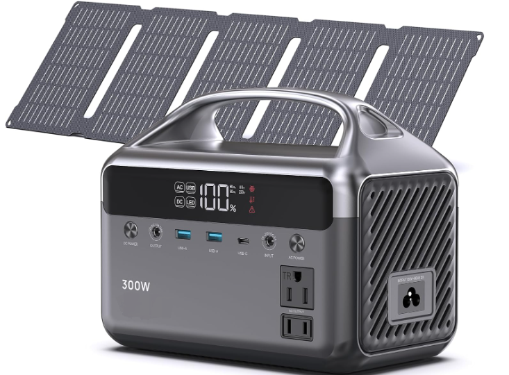 192Wh Solar Generator with Solar Panel Included Portable Power Station 300W LFP Battery & AC Outlets 110V/ 600W Surge