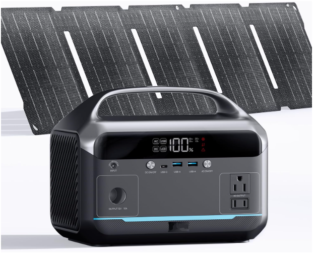 Portable Power Station 350W with 40W Foldable Solar Panel, 288Wh LiFePO4 Battery Solar Generator