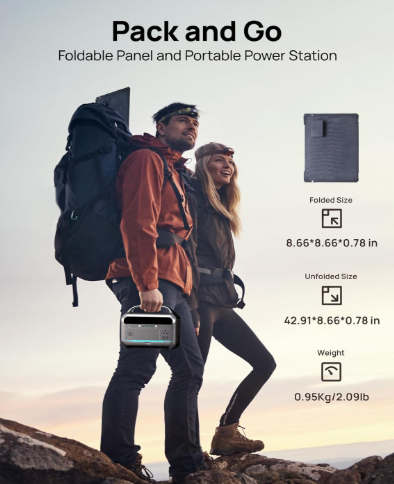 Portable Power Station 350W with 40W Foldable Solar Panel, 288Wh LiFePO4 Battery Solar Generator