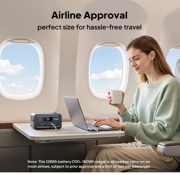 Elite 10 Mini Portable Power Station, 128Wh LiFePO4 Battery with 200W AC Outlet, Flight-Approved Power Bank for Travel