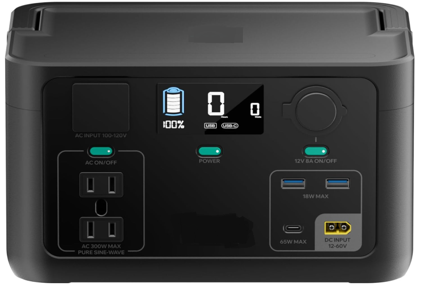 Portable Power Station 300W, 600W Peak Backup LiFePO4 Battery, 192Wh Solar Generator with 120V Pure Sine Wave AC Outlet for Camping Emergency Travel