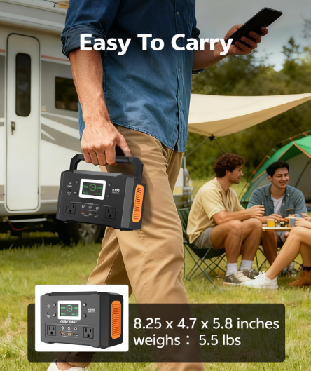 Portable Power Station 300W, 222Wh Solar Generator with 110V Pure Sine Wave AC Outlet & 65W USB-C Fast Charge for Camping