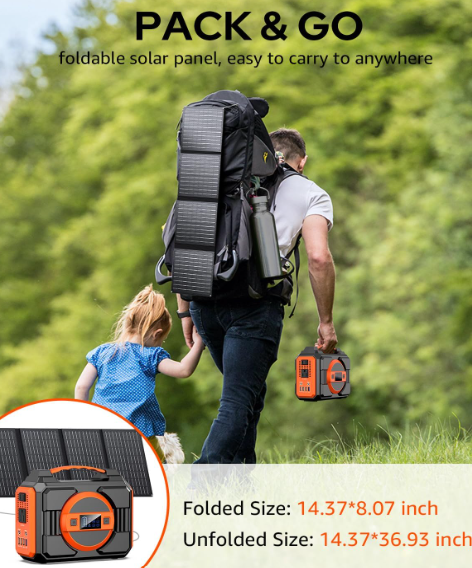  Portable Solar Generator Power Station with Solar Panels 40W Included and Carrying Case Bag