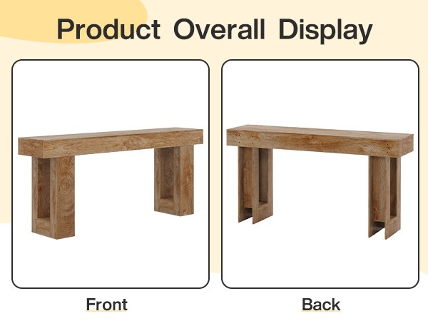 63-Inch Console Table, Farmhouse Wooden Sofa Table Entryway Table