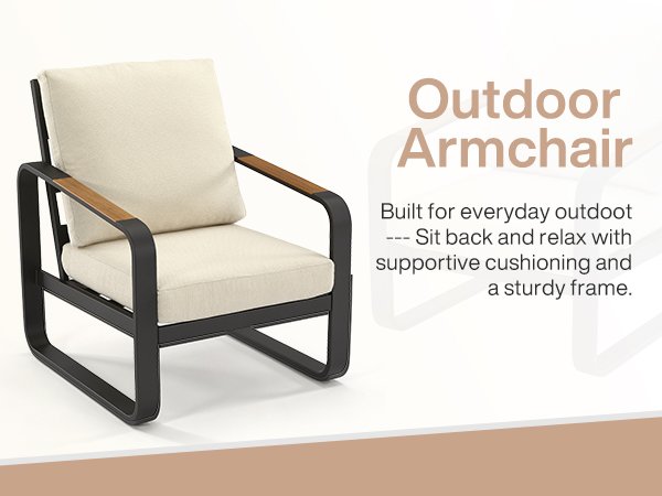 29.9" Wide Outdoor Patio Sofa, Modern Single Seat With Removable Cushions