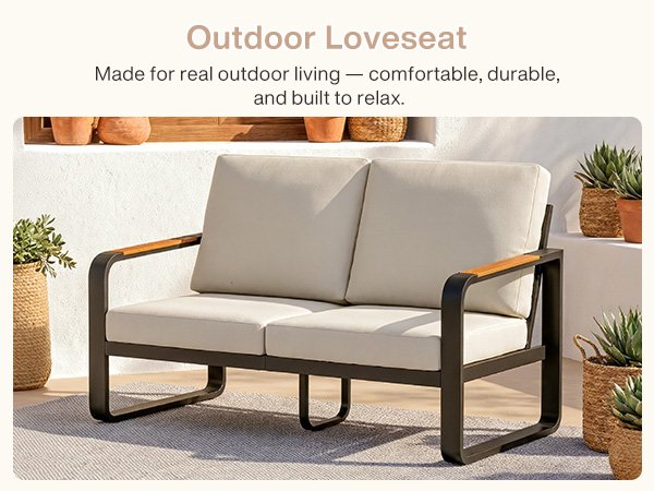 54.3" Wide Loveseat Sofa, Outdoor Patio Sofa With Removable Cushions