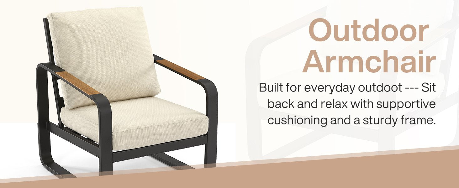 29.9" Wide Outdoor Patio Sofa, Modern Single Seat With Removable Cushions