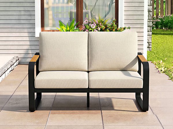 54.3" Wide Loveseat Sofa, Outdoor Patio Sofa With Removable Cushions