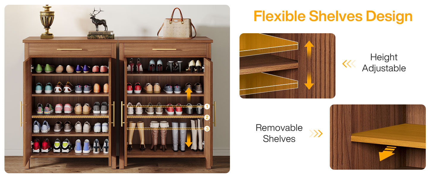 5-Tier Shoe Cabinet, Freestanding Shoe Rack Organizer with Adjustable Shelves