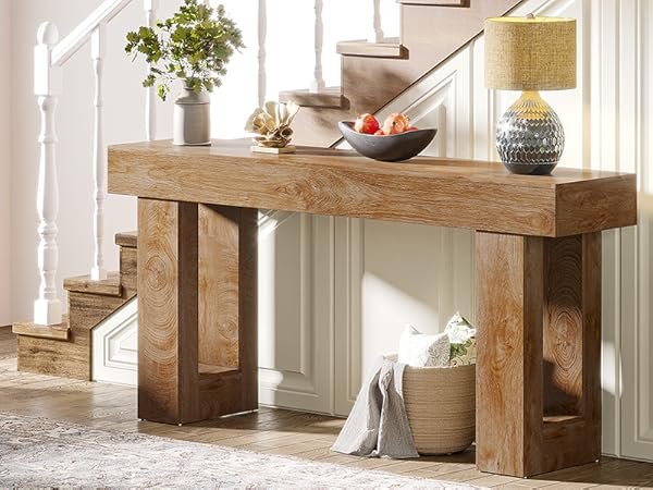 63-Inch Console Table, Farmhouse Wooden Sofa Table Entryway Table