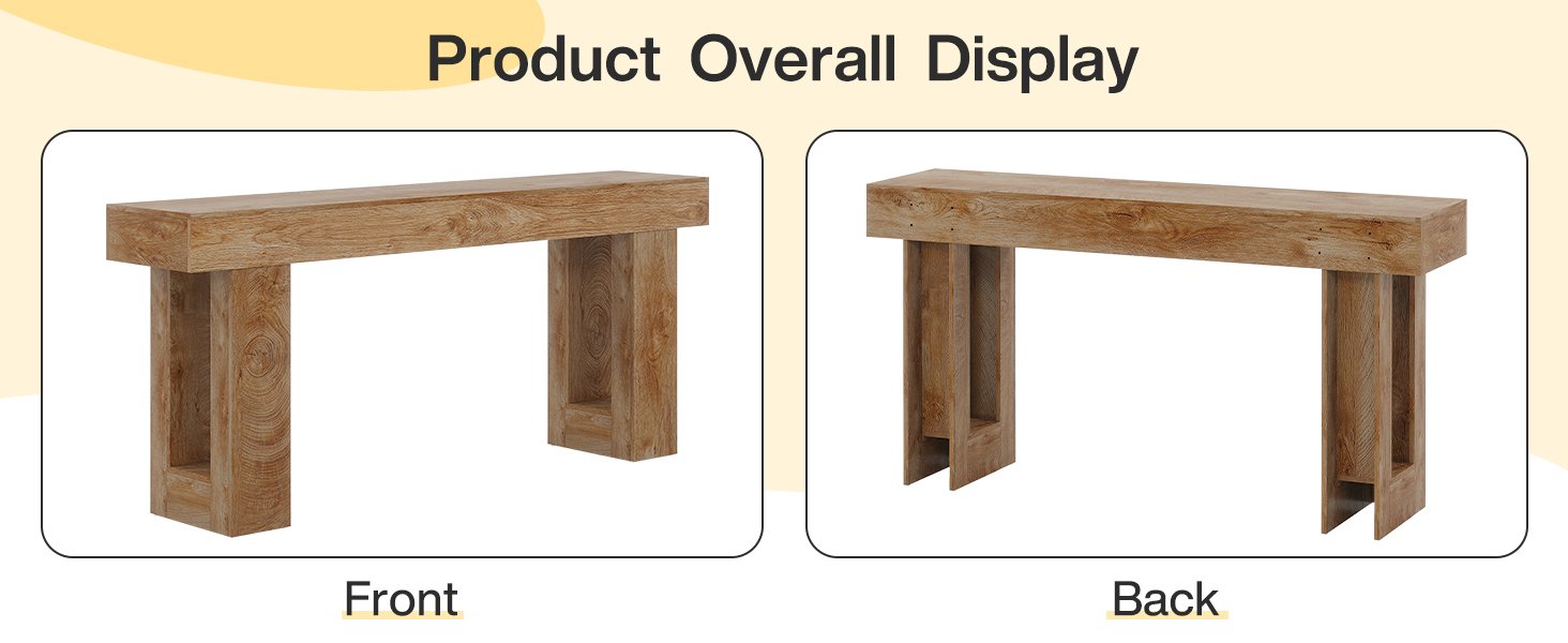 63-Inch Console Table, Farmhouse Wooden Sofa Table Entryway Table