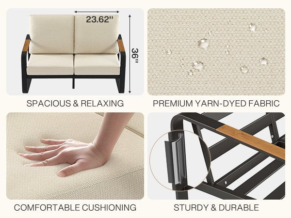 54.3" Wide Loveseat Sofa, Outdoor Patio Sofa With Removable Cushions