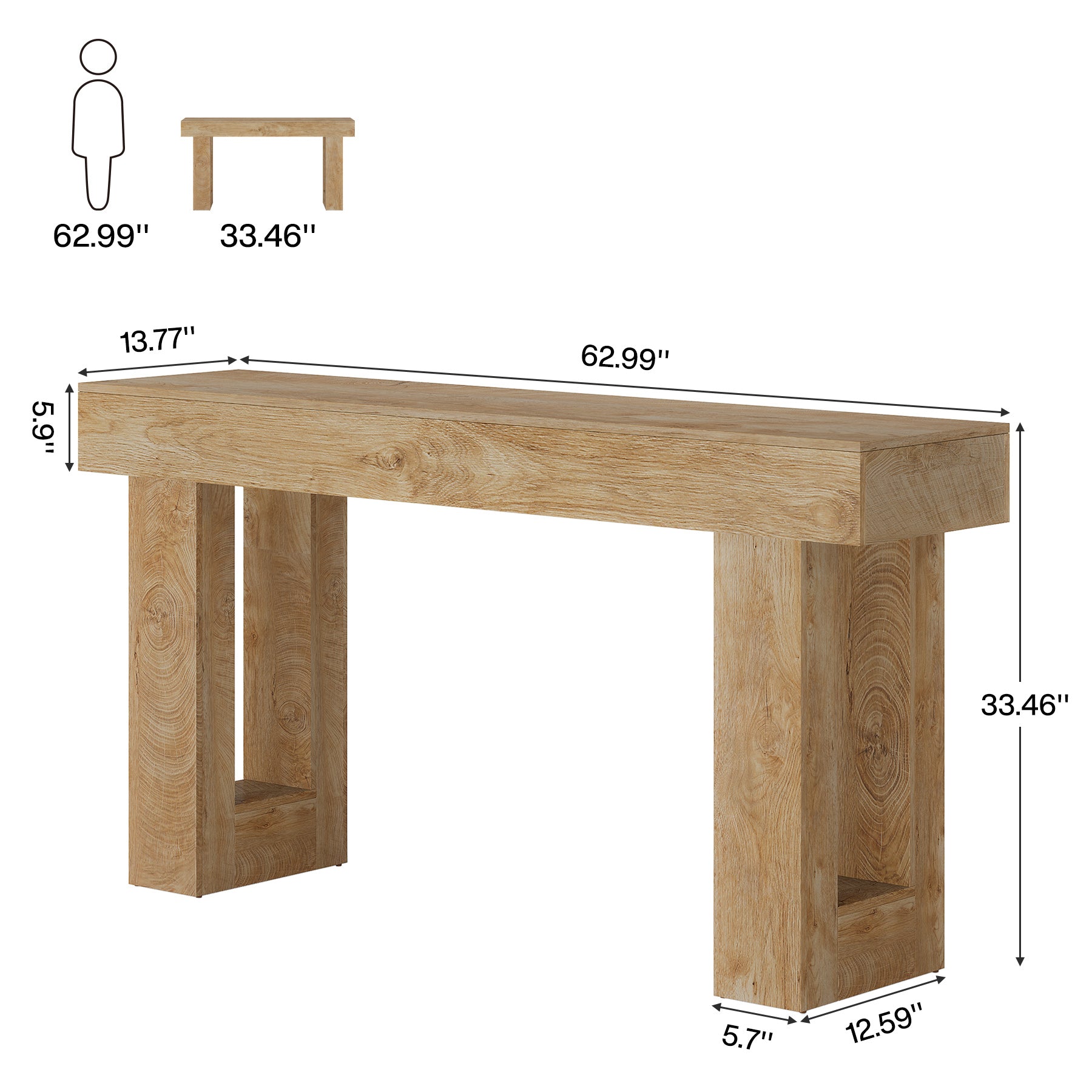 wood entrance table size