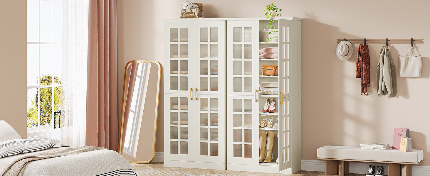 71" Shoe Cabinet, 8-tier Shoe Storage Racks With Adjustable Shelves