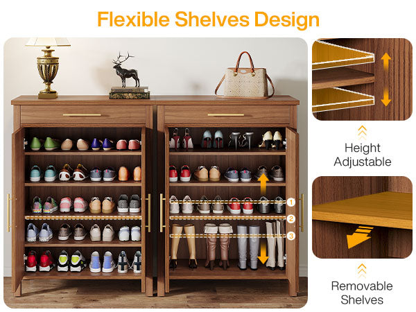 5-Tier Shoe Cabinet, Freestanding Shoe Rack Organizer with Adjustable Shelves