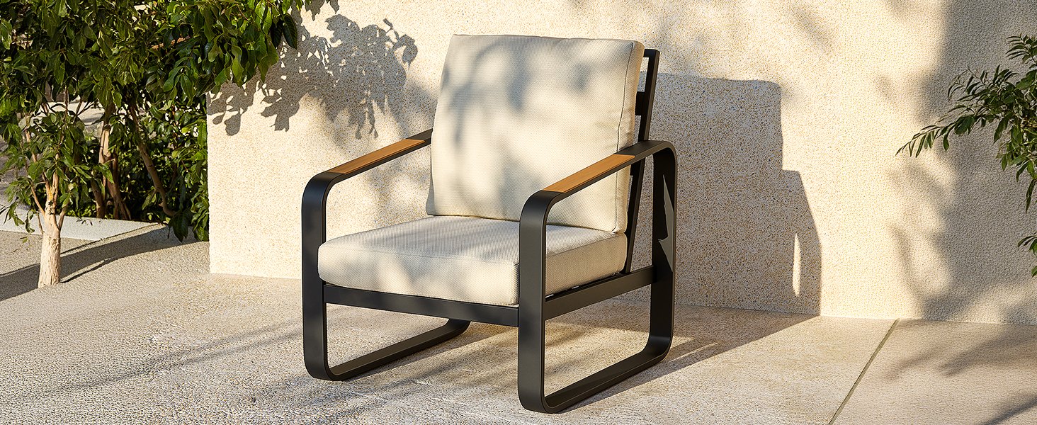 29.9" Wide Outdoor Patio Sofa, Modern Single Seat With Removable Cushions