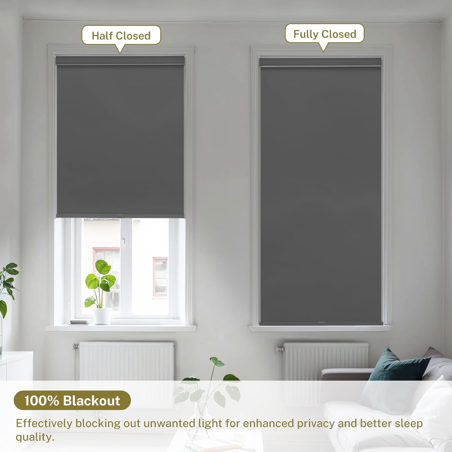Free-Stop Roll up Room Darkening Thermal Insulated Privacy Shades