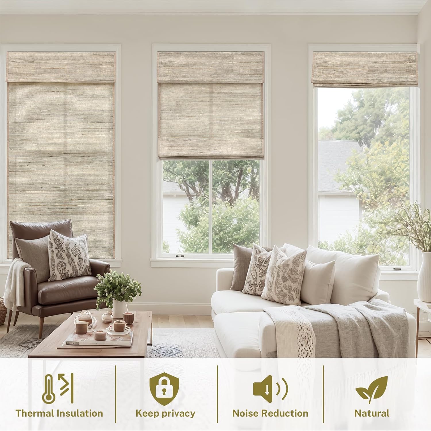 Cordless Roman Shades for Window