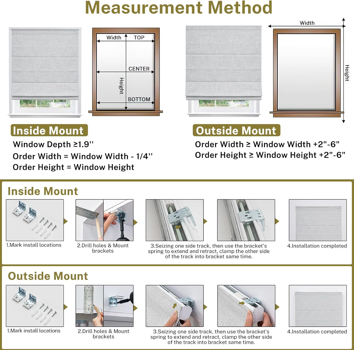 Blackout Waterproof Fabric Roman Blinds for Indoor Windows