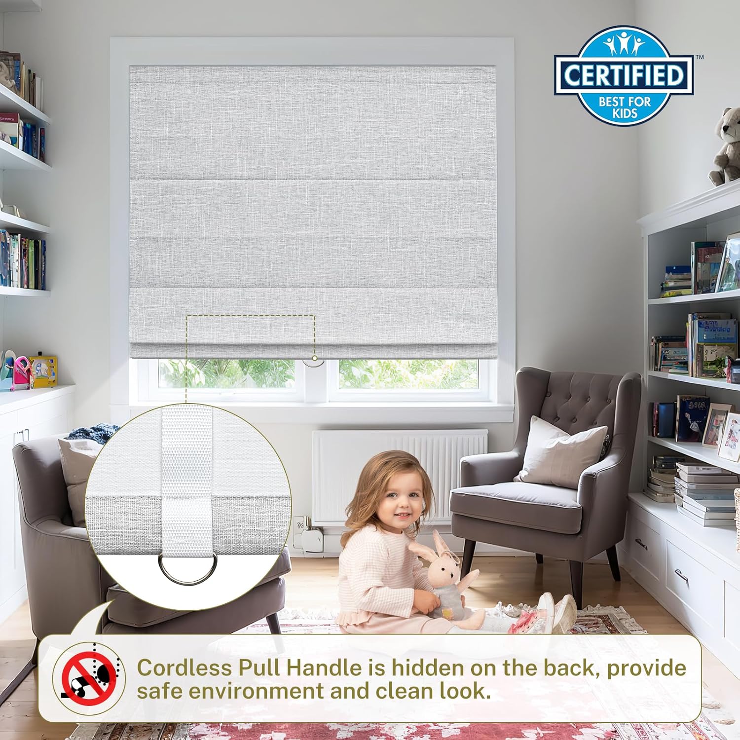 Waterproof Fabric Roman Shades for Indoor Windows