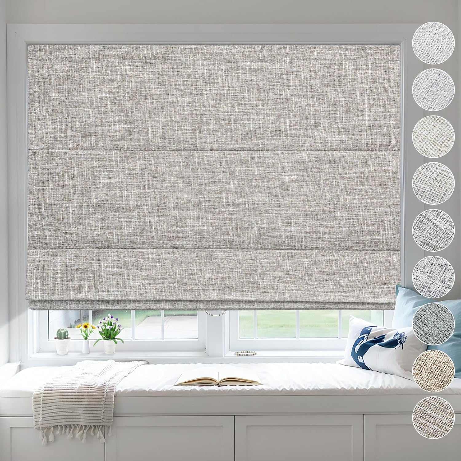 Blackout Waterproof Fabric Roman Blinds for Indoor Windows