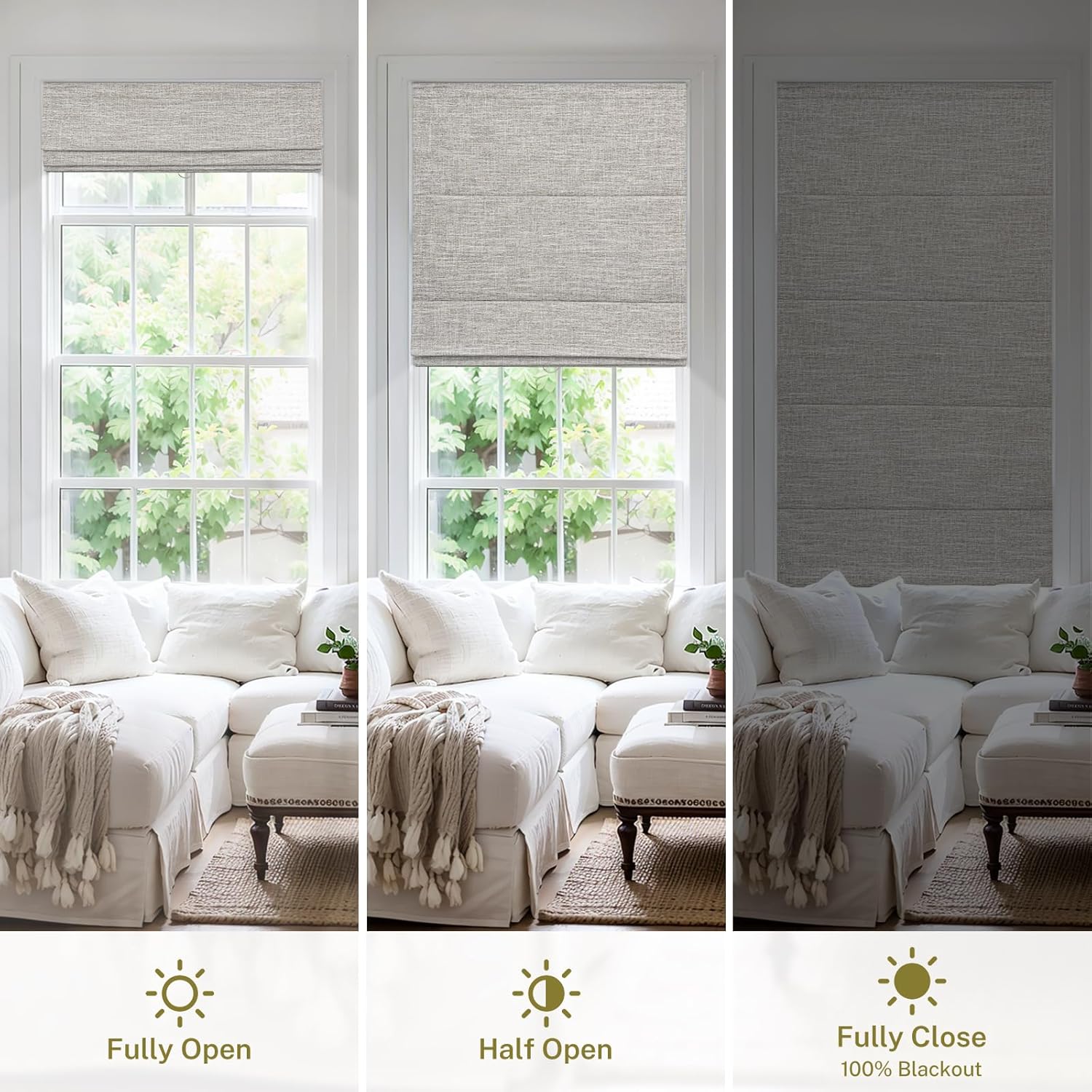 Blackout Waterproof Fabric Roman Blinds for Indoor Windows