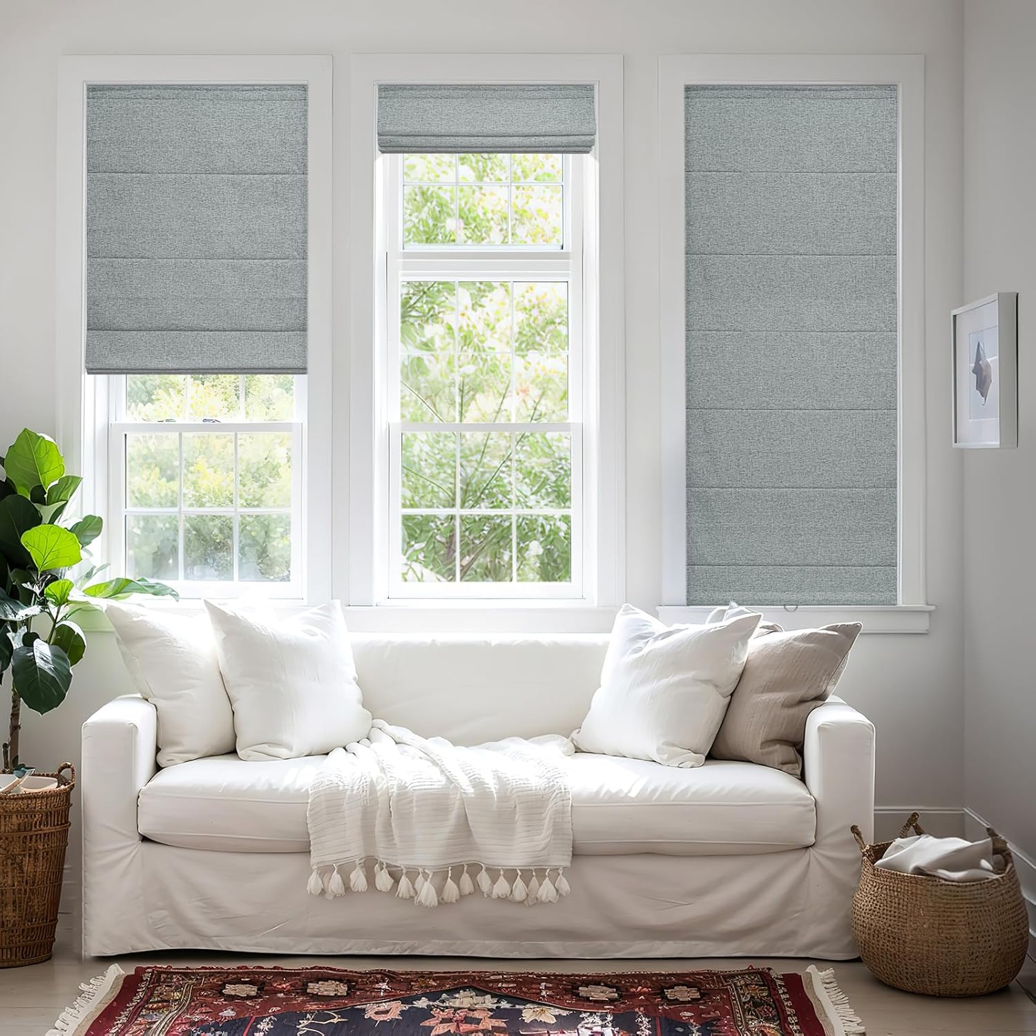 Blackout Waterproof Fabric Roman Blinds for Indoor Windows