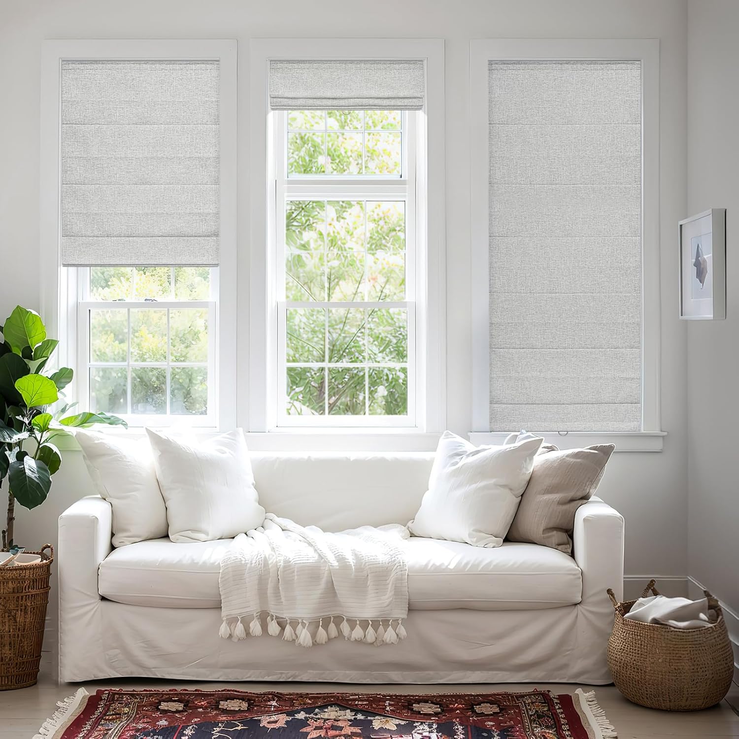 Blackout Waterproof Fabric Roman Blinds for Indoor Windows